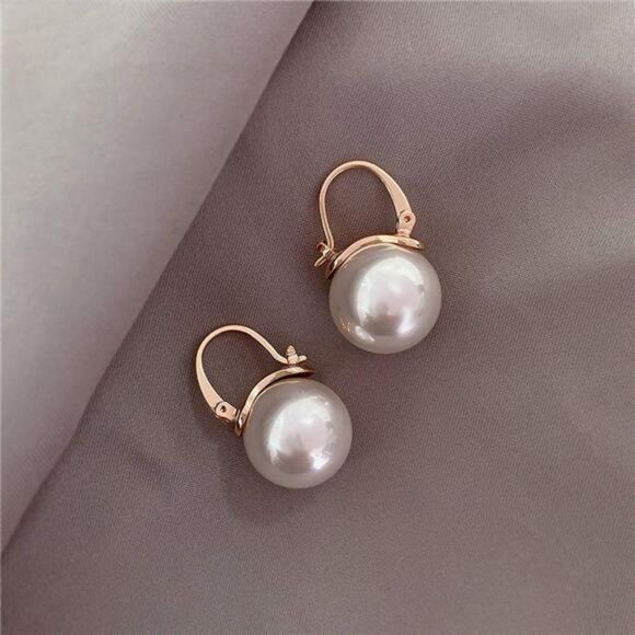 925 Sterling Silver Cultured Shell Pearl Drop Earrings Dangle Round Gift for - Picture 5 of 5